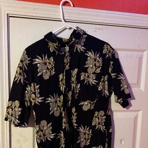 Tropical Floral Black Men's Shirt